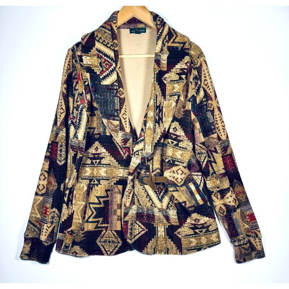 Lauren Jeans Co Ralph Lauren Cardigan XL Brown Southwestern Aztec Tapestry